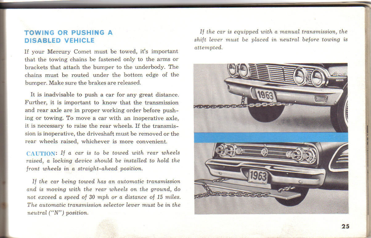 1963 Mercury Comet Owners Manual Page 66